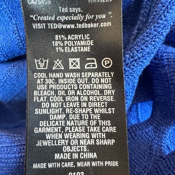 Ted Baker Zaralia Fit & Flare Knit Skater Dress Royal Blue with Cut Outs size 2 - Picture 11 of 12